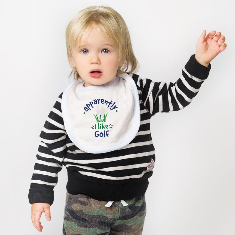 ChalkTalkSPORTS Golf Baby & Infant Bib | Apparently, I like Golf | Soft Microfiber Bib - Image 2